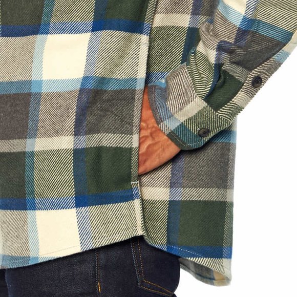 Men’s Flannel Shirt long sleeve with pockets Orvis in Green - Picture 4 of 8